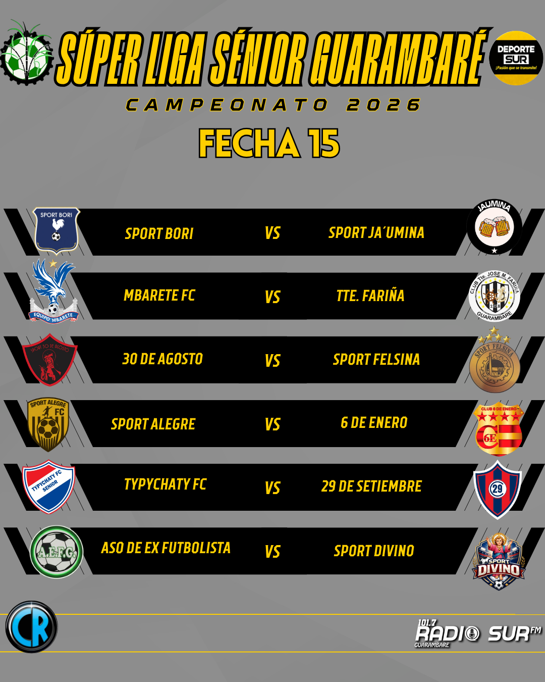 ¡SE VIENE LA FECHA 15! 🏆 Super Liga Senior Guarambare
